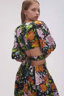 Aje Mimosa Cutout Midi Dress Midnight Floral Size 8 for rent on The Volte - image 2