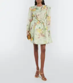 Zimmermann Matchmaker Tulip Mini Dress Mint Tropical Floral Size 0 / AU 8 for rent on The Volte - image 1
