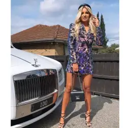 Eliya The Label Kendra Blazer Mini Dress Purple Sequin Size 8 for rent on The Volte - image 3