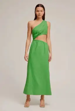 Venroy The Draped One Shoulder Cut Out Midi Dress in Vibrant Green Size M / AU 10 for rent on The Volte - image 2