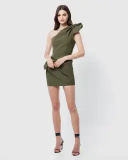 Mossman Cosmic Mini Dress Khaki Size 6 for rent on The Volte - image 1
