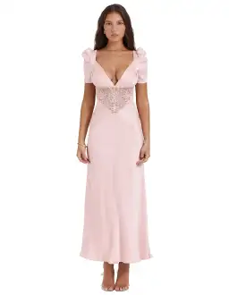 House of CB Rafaela Pure Silk & Lace Dress Soft Peach Size 12 for rent on The Volte - image 1