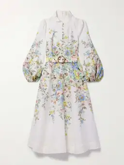 Zimmermann Matchmaker Belted Floral-print Linen Midi Dress Floral Size 3/Au 14 for rent on The Volte - image 3