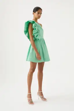 Aje Bonjour Asymmetric Mini Dress Marine Green  Size 8 for rent on The Volte - image 2