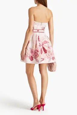 Leo Lin Amor Bustier Mini Dress Pink Floral Size 6 for rent on The Volte - image 2