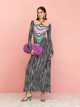 Nocturne Long Sleeve Long Dress Zebra Pattern Size XS / AU 6 for rent on The Volte - image 1