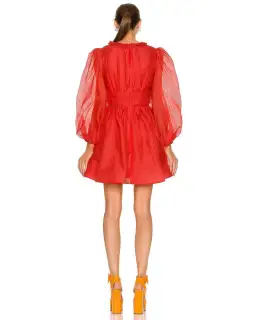 Zimmermann Prima Frill V Neck MIni Dress in Tomato Size 3 / AU 14 for rent on The Volte - image 4