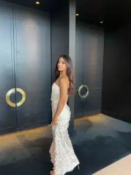 Manning Cartell Supreme Extreme Strapless Gown Chalk Size 8 for rent on The Volte - image 5