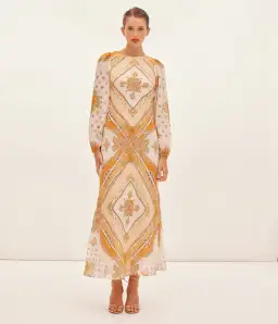 Kate Ford Mantilla Sleeved Gown Zinnia Print Size 3 (AU 12)