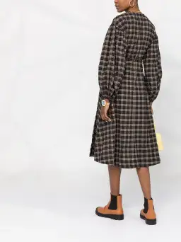 Ganni Fossil Seer Sucker Wrap Dress Check Print Size M / AU 10 for rent on The Volte - image 3