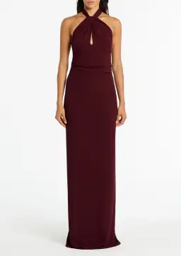 Carla Zampatti Georgette Halter Neck Gown Merlot Size 12 for rent on The Volte - image 1