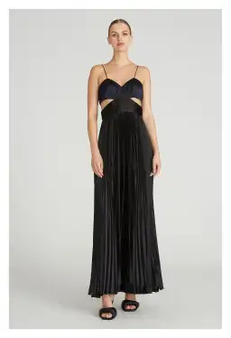 Amur Elodie Pleated Cut-Out Maxi Dress Navy & Black Size 8 for rent on The Volte - image 1