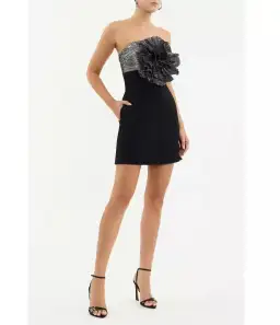 Rebecca Vallance Lumi Mini  Dress Black & Silver   for rent on The Volte - image 3
