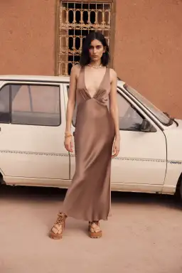 Shona Joy Milo Plunge Dress Cacao Size 6