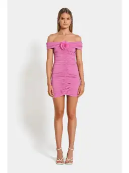 Sofia The Label Talulla Off Shoulder Mini Dress Pink Size 8 for rent on The Volte - image 1