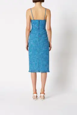 Scanlan Theodore Tweed Midi Dress Blue Size 6 for rent on The Volte - image 3