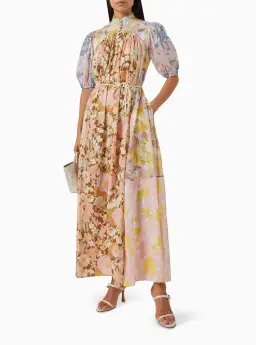 Zimmermann Pop Puff Sleeve Maxi Dress Spliced Size 12
