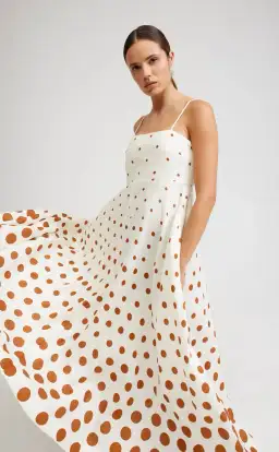 Aston Studio Rue Maxi Dress in Milk/Cigar Dot Size 10 for rent on The Volte - image 6