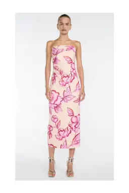 Manning Cartell Artistic Spirit Strapless Midi Dress Pink Size 4