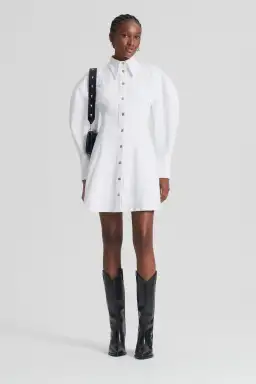 Scanlan Theodore Denim Cocoon Sleeve Mini Dress White Size 12 for rent on The Volte - image 1