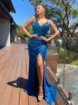 Jadore JX5076 Elly Dress Electric Blue Size 10