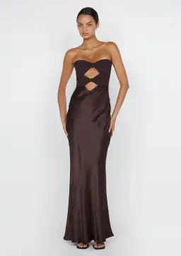 Bec & Bridge Halle Strapless Dress Chocolate Size 8