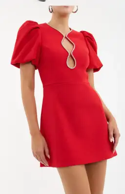 Rebecca Vallance Karina Puff Sleeve Mini Dress Red Size 8 for rent on The Volte - image 7
