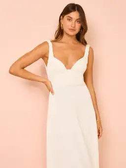 Issy Cupped Rib Maxi Dress In Off White Size 14 for rent on The Volte - image 3