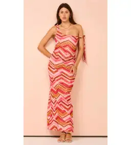 Issy Bead Maxi Dress In Chevron Print Size 14 for rent on The Volte - image 1