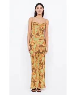 Bec & Bridge Drew Split Maxi Dress Hibiscus Patchwork AU 8