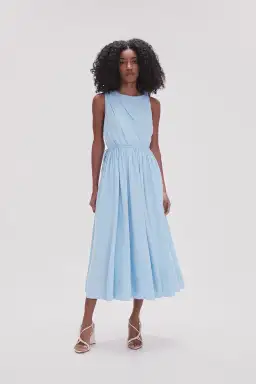 Aje Abby Twist Midi Dress Sky Blue Size 8