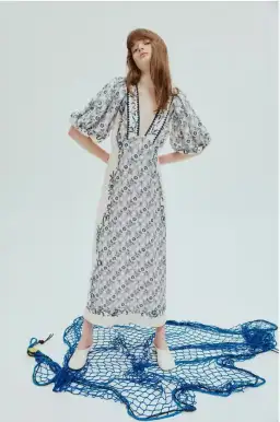 Alemais Airlie Midi Dress White/Blue Floral Size 10 for rent on The Volte - image 1