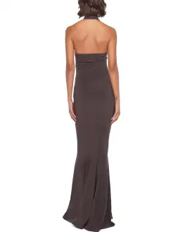 Norma Kamali Halter Turtle Fishtail Gown Chocolate Brown Size 8 for rent on The Volte - image 2