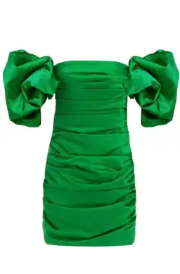 Leo Lin Brenda Puffy Sleeve Mini Dress Jade Green Size 6 for rent on The Volte - image 4