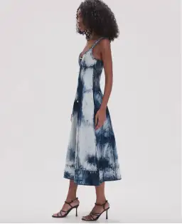 Aje Enigma Denim Midi Dress Tie Dye Indigo  Size 8  for rent on The Volte - image 4