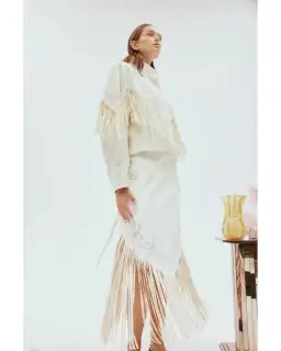 Alemais Barbara Fringe Skirt in White Size AU 10 for rent on The Volte - image 2