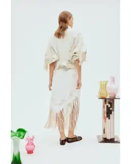 Alemais Barbara Fringe Skirt in White Size AU 10 for rent on The Volte - image 3