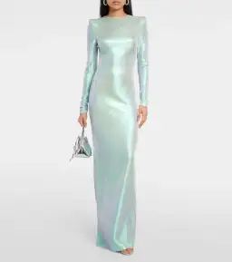 Galvan Frieze Long Sleeve Gown Iridescent Size 8
