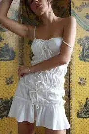 Mirror Palais Tunnel Ruffle Mini Skirt & Cami Top Set in Cloud Size S/ Au 8 for rent on The Volte - image 5