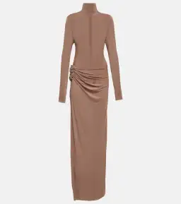 Magda Butrym Floral Applique Jersey Maxi Dress Nude Size 38/ AU 8 for rent on The Volte - image 7