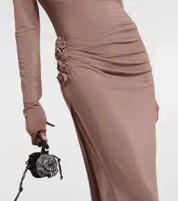 Magda Butrym Floral Applique Jersey Maxi Dress Nude Size 38/ AU 8 for rent on The Volte - image 5