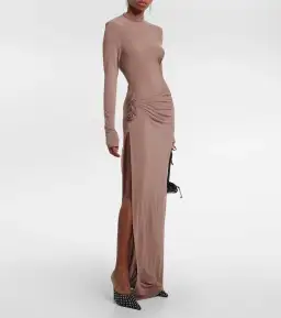 Magda Butrym Floral Applique Jersey Maxi Dress Nude Size 38/ AU 8 for rent on The Volte - image 1