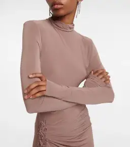 Magda Butrym Floral Applique Jersey Maxi Dress Nude Size 38/ AU 8 for rent on The Volte - image 3