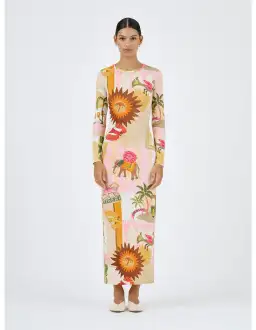 Roame Bazaar Dress Pink City Print Size 1/Au 8