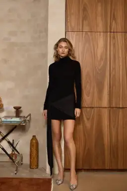 With Harper Lu Textured Wrap Mini Dress Black Size XS / AU 6 for rent on The Volte - image 4