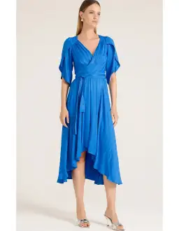 Sacha Drake Hanworth House Wrap Midi Dress in Cobalt Size 14