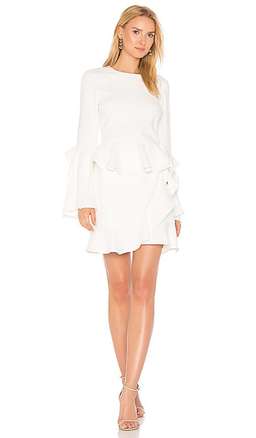 Rebecca Vallance Long Sleeve Short Dress White Size 6