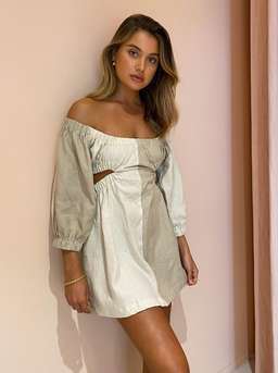 Sovere Studio Duo Splice Dress Natural Linen Size 6 for rent on The Volte - image 2