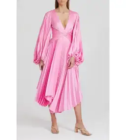 Acler Palms Pleat Dress Confetti Pink Size 12 