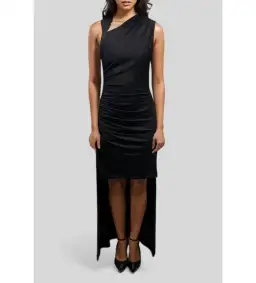 CUE Asymmetric Drape Dress in Black Size 10 for rent on The Volte - image 1